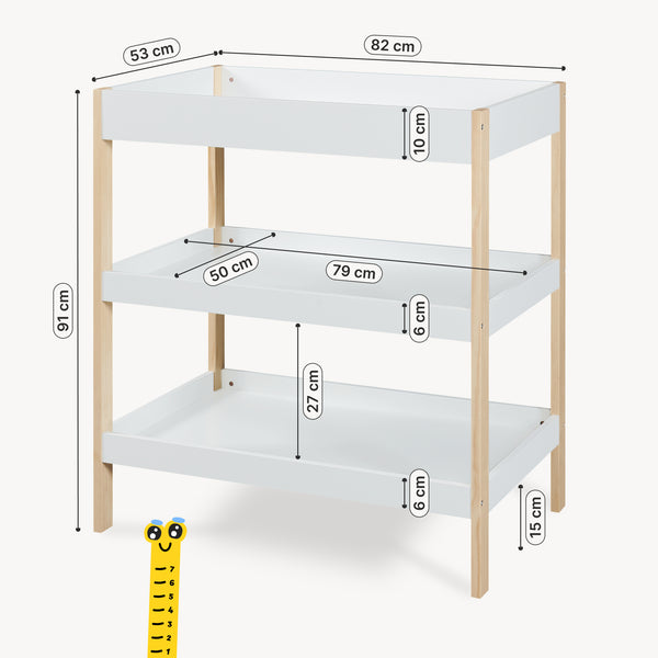 Wickeltisch Oupilu met 2 planken 91x82x53 cm Wit [en.casa]