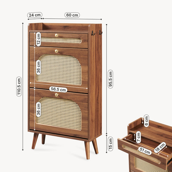 Schoenenrek Virievarnu 111x60x24 cm Notenhoutlook [en.casa]