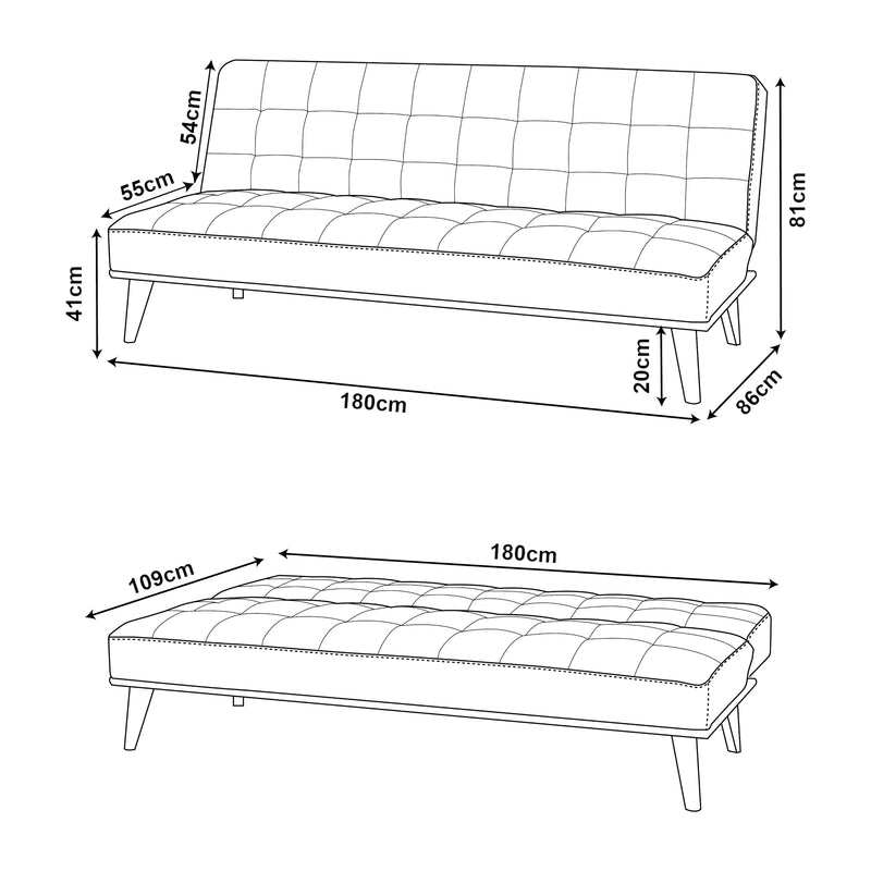 Maatschets Slaapbank Pukkila 180x86x81 cm Textiel [en.casa]