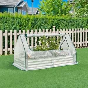 Plantenbak Balsorano verhoogde moestuinbak met foliekas 180x90x98 cm verzinkt staal [en.casa]