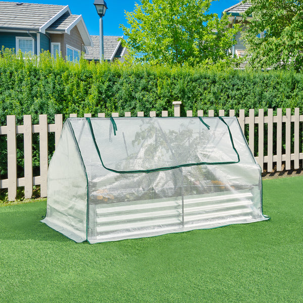 Plantenbak Balsorano verhoogde moestuinbak met foliekas 180x90x98 cm verzinkt staal [en.casa]