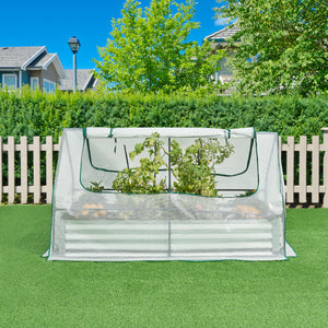 Plantenbak Balsorano verhoogde moestuinbak met foliekas 180x90x98 cm verzinkt staal [en.casa]