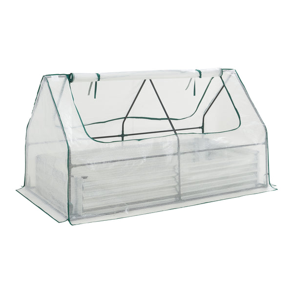 Plantenbak Balsorano verhoogde moestuinbak met foliekas 180x90x98 cm verzinkt staal [en.casa]