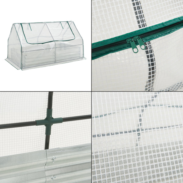 Plantenbak Balsorano verhoogde moestuinbak met foliekas 180x90x98 cm verzinkt staal [en.casa]