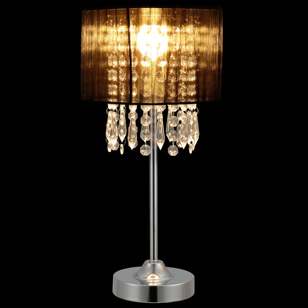 Tafellamp Bellevue met kristallen 55xØ20 zwart en chroom E14