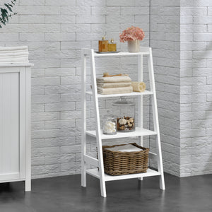 Badkamerrek ladderplank met 4 planken 90x43x32 cm wit