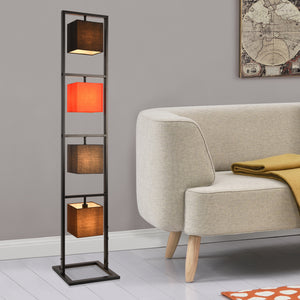 Vloerlamp staande lamp Tavira 4xE14 zwart rood grijs bruin 