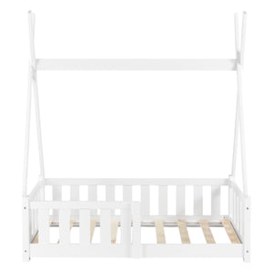 Kinderbed Tipi met uitvalbeveiliging 140x70 cm wit