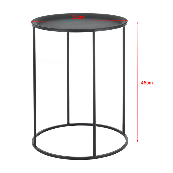 Salontafel rond set van 3 zwart 45xØ30 - 50xØ35 - 55xØ40 cm
