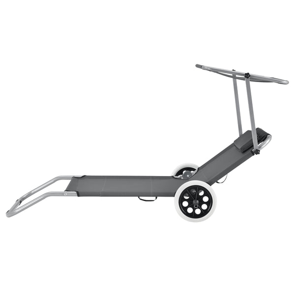 Ligstoel Falun inklapbaar ligbed met verstelbaar zonnedak antracietgrijs casa.pro