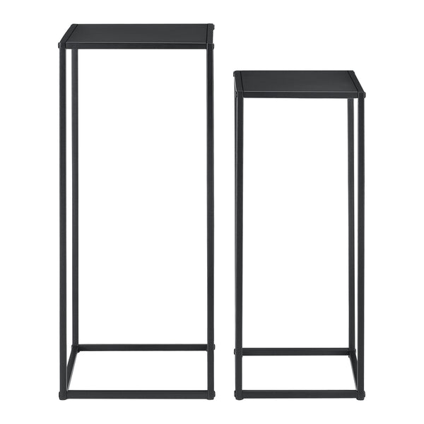 Bijzettafel set van 2 zwart metaal 70x30x30 - 60x25x25 cm