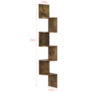Wandplank wandrek zigzag 123x19,5x19,5 cm walnoot
