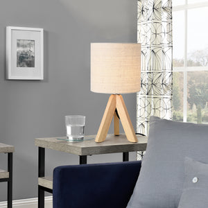 Tafellamp Koblenz tripod lamp 37,5xØ18 cm beige en hout E14