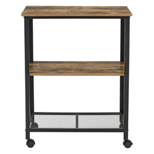 Keukentrolley Freiburg met 2 planken 76,5x60x40 hout zwart