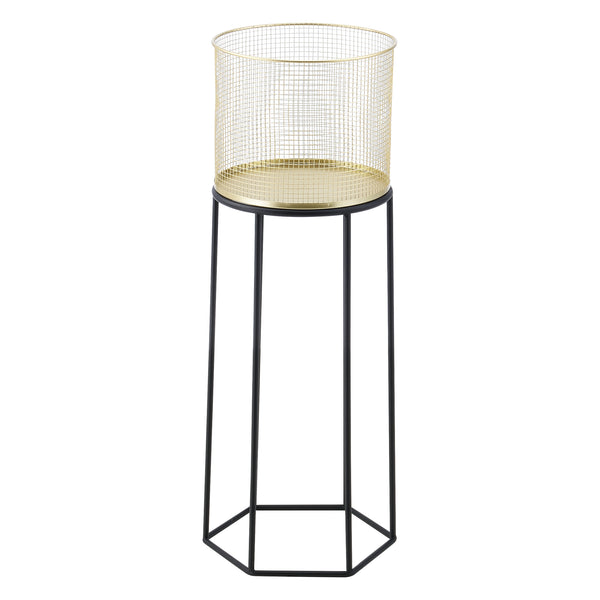 Bloempot op standaard Merelbeke set van 2 zwart en goud