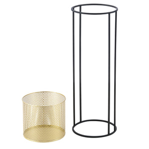 Bloempot op standaard Malmedy set van 2 zwart en goud