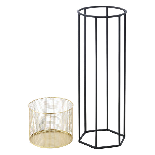 Bloempot op standaard Malgedem set van 2 zwart en goud