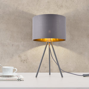 Tafellamp Metz tripod lamp metaal stof Ø30 cm E14 grijs goud