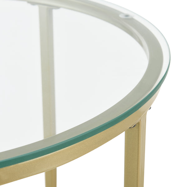 Salontafel Alavieska rond glas en metaal 42xØ50 cm goud