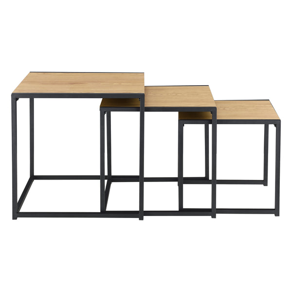 Salontafel Ringsaker set van 3 zwart en eikenkleurig