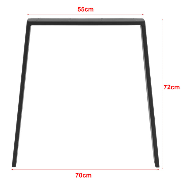 Trapeziumpoot tafelpoot 55-75x72 cm set van 2 zwart mat