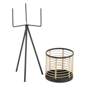 Bloempot op standaard Lasne set van 2 zwart en beige