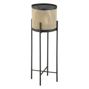 Bloempot op standaard Colfontaine set van 2 zwart en zandkleurig