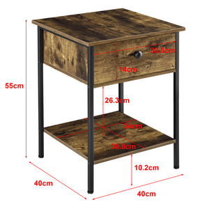 Bijzettafel Fagersta met lade 55x40x40 cm zwart en houtkleurig