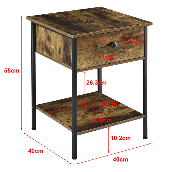Bijzettafel Fagersta met lade 55x40x40 cm zwart en houtkleurig