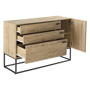 Ladekast Hylte commode 79x115x40 cm zwart en eikenkleurig