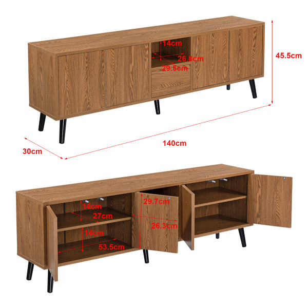 TV meubel Hedemora druk en open 140x30x45,5 cm houtkleurig