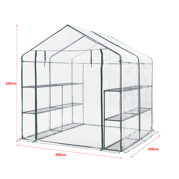 [en.casa] Tuinkas Grünau met 12 planken 200x200x220 cm transparant