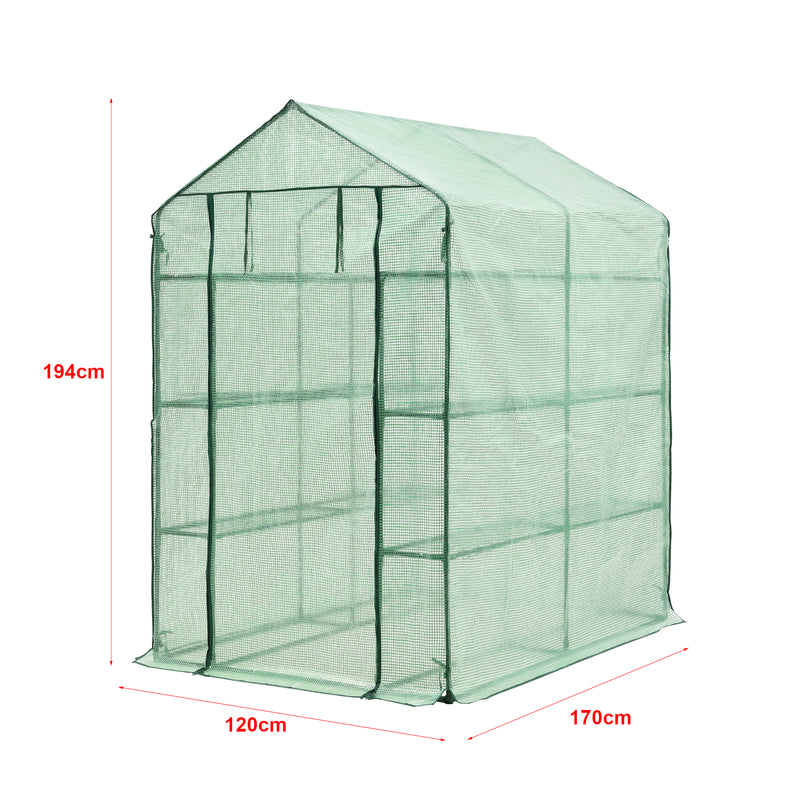 Maatschets [en.casa] Tuinkas Vale met planken 120x170x194 cm groen