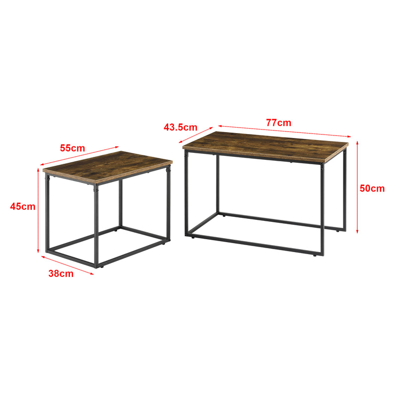 Maatschets [en.casa] Salontafel Harnosand set van 2 zwart en houtkleurig