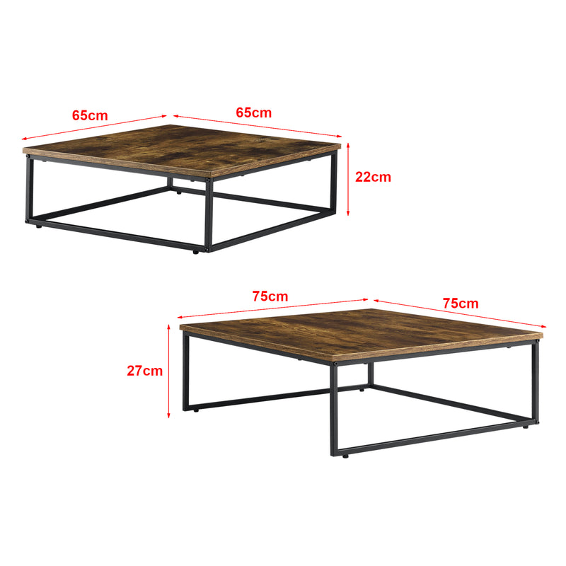 Maatschets [en.casa] Salontafel Haninge set van 2 zwart en houtkleurig