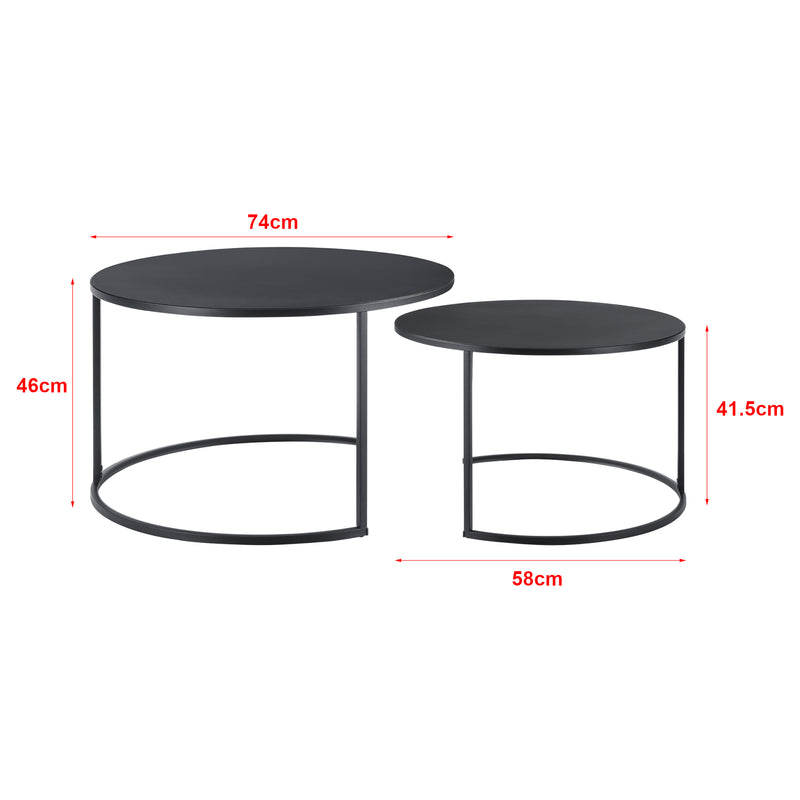 Maatschets [en.casa] Salontafel Korenica metaal rond set van 2 zwart