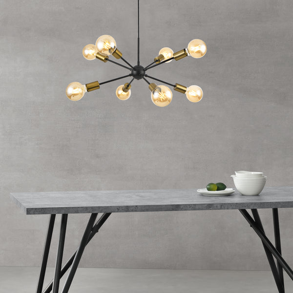 [lux.pro] Hanglamp Amiens metaal 8xE27 zwart en messing