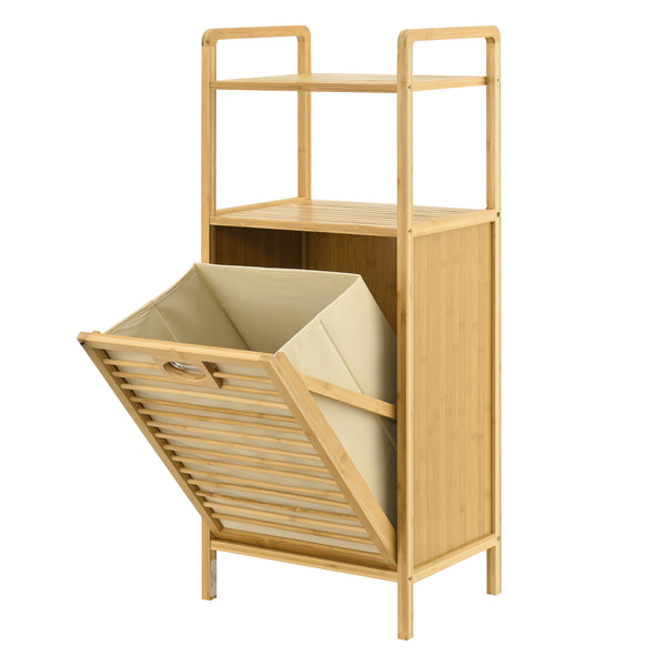 [en.casa] Bamboe wasmand Rendalen met plank 40x30x95 cm