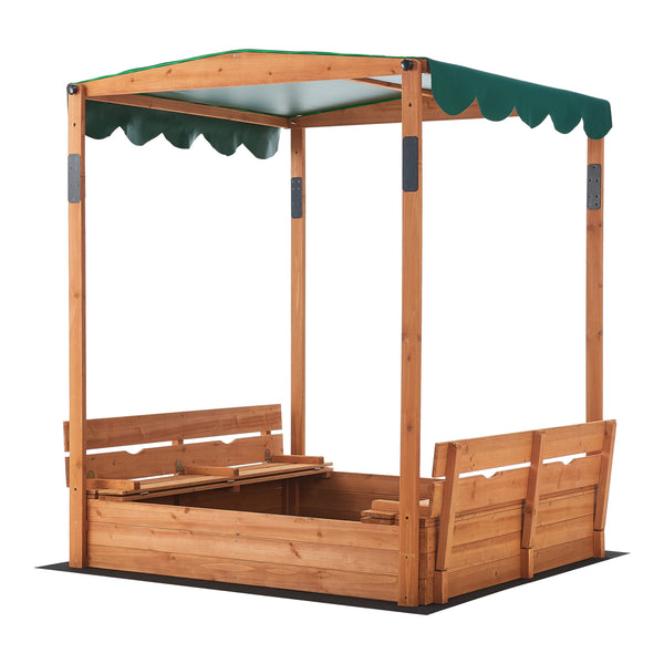 Zandbak Pitsunda met banken en luifel 145x118x118 cm [en.casa]