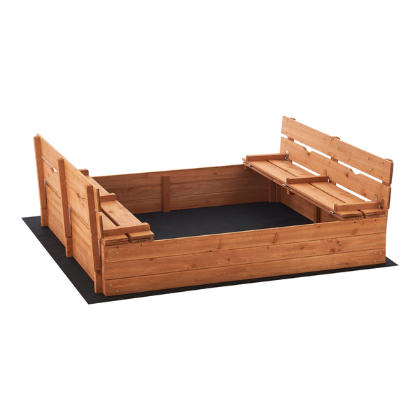 [en.casa] Zandbak Campillos met bankjes 23,5x118x114 cm houtkleurig