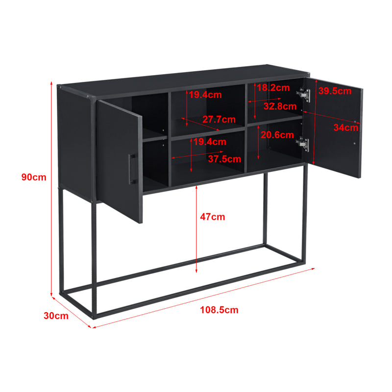 Maatschets [en.casa] Commode Motala spaanplaat 90x108,5x30 cm zwart