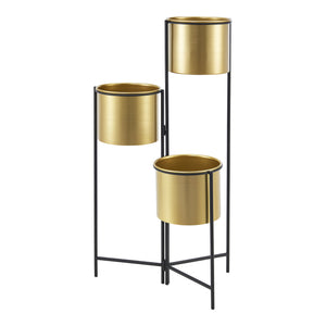 [en.casa] Bloempot op standaard Haasdonk zwart en messing