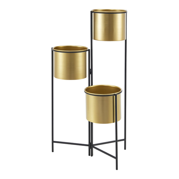 [en.casa] Bloempot op standaard Haasdonk zwart en messing