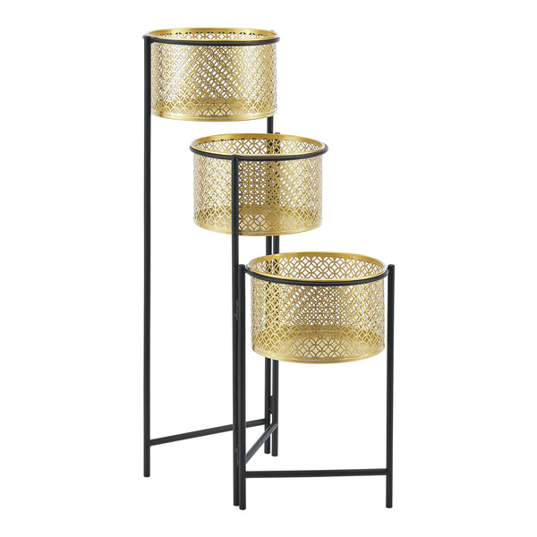 [en.casa] Bloempot op standaard Doel 69x69x20 cm zwart en messing
