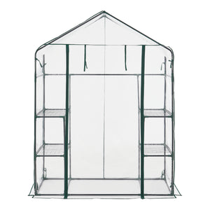 Tuinkas Hoorn met 4 planken 140x73x195 cm transparant [en.casa]