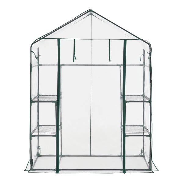 Tuinkas Hoorn met 4 planken 140x73x195 cm transparant [en.casa]