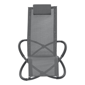 [en.casa] Ligstoel Pulsano schommelstoel 166x74x86 cm donkergrijs