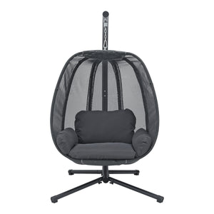 [en.casa] Hangstoel Abegondo met standaard en kussens donkergrijs
