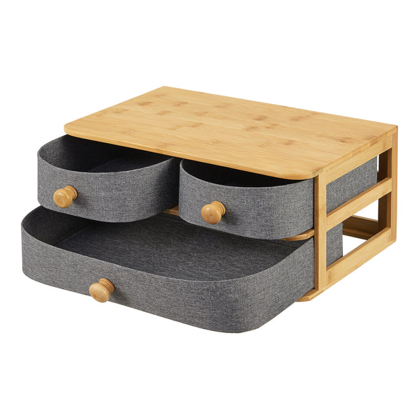 [en.casa] Bureau organizer Mäntsälä bamboe met 3 lades 15x35x23 cm