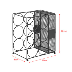 [en.casa] Wijnrek Drangedal metaal voor 6 flessen 33,5x29x18 cm zwart